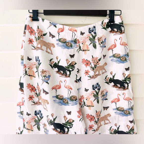 Reformation 100% linen pants safari animal print size 6 - Picture 7 of 12